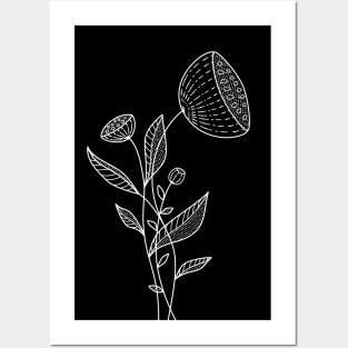 Abstract Flowers Doodle Line Art Elegant Posters and Art